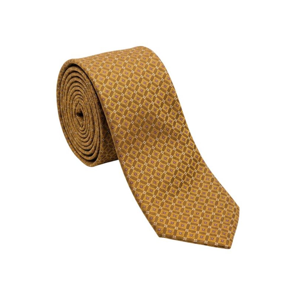 Canali Yellow Solid Textured 100% Silk Tie